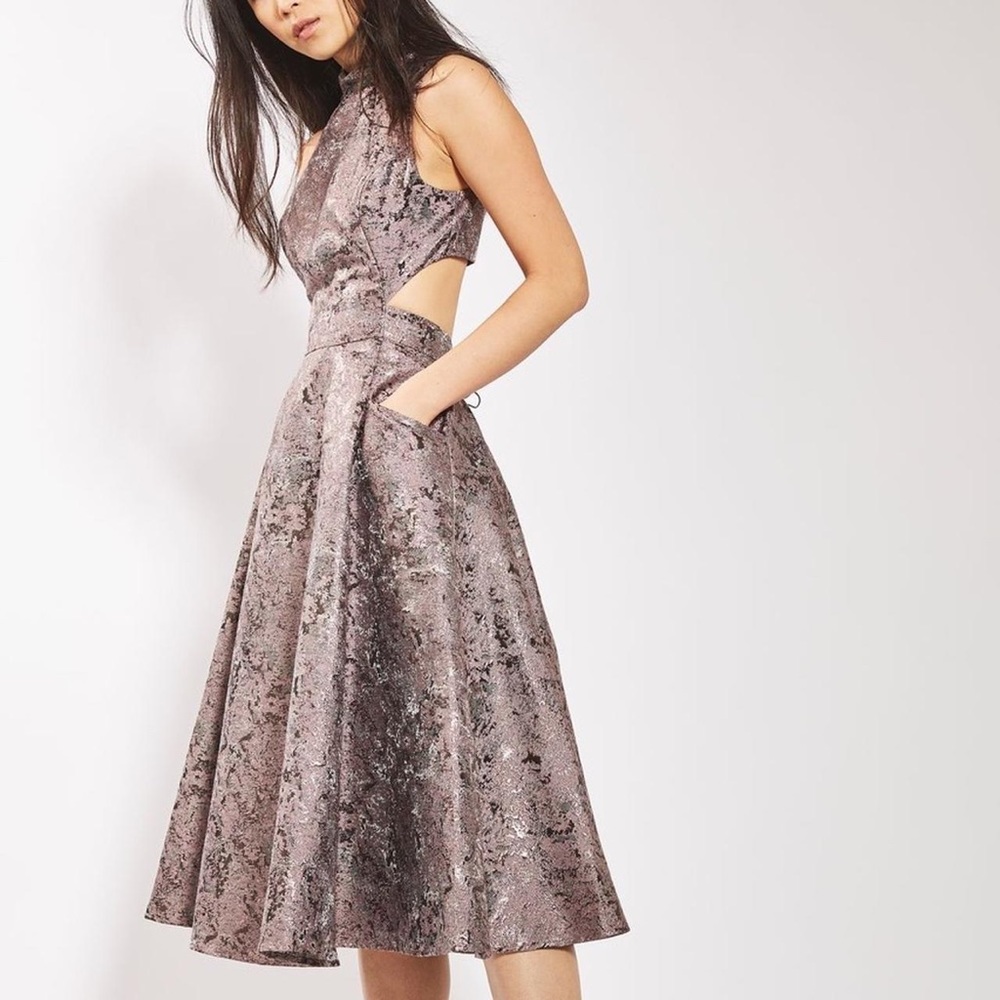 Topshop Metallic Jacquard Dress